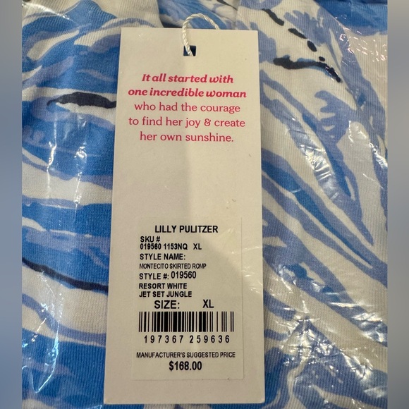 🆕 Lilly Pulitzer MONTECITO ROMPER in “Resort White Jet Set” MSRP $168 NWT sz XL - Picture 3 of 5